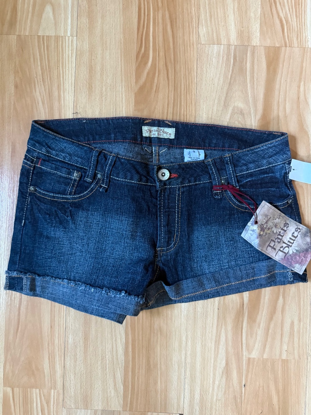 Paris Blues Dark Blue Cuffed Denim Shorts